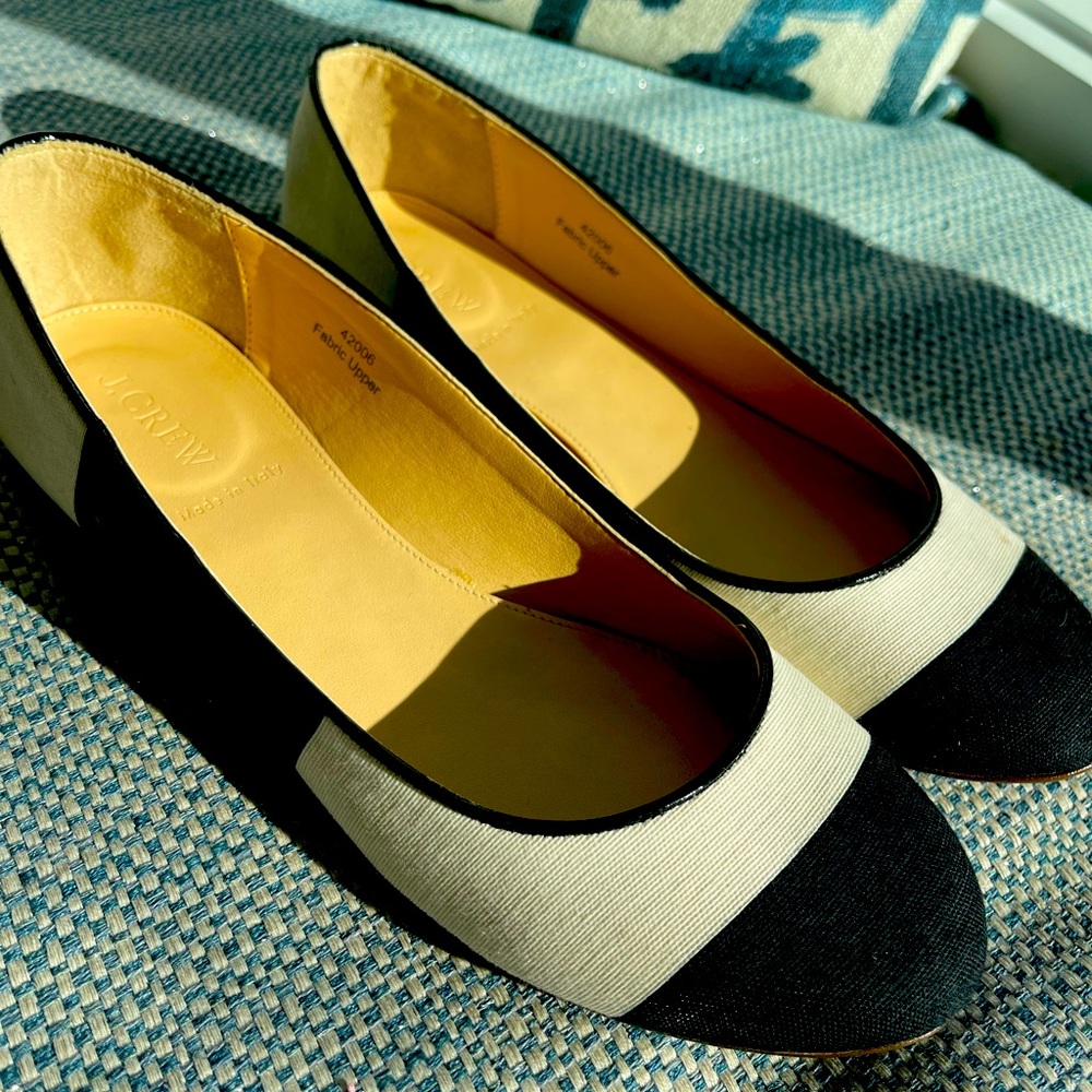 J Crew Nora Stripe Ballet Flat 7.5